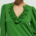 Valita Split Neck Top Salon Green - Nation LTD - COLOR GAME