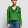 Valita Split Neck Top Salon Green - Nation LTD - COLOR GAME