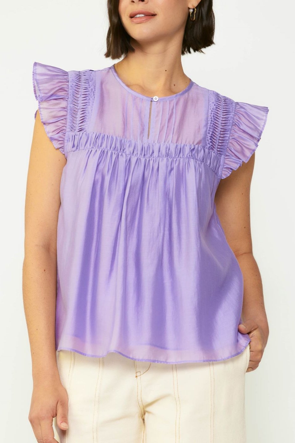 Vanessa Lavender Pintuck Sleeveless Blouse - Current Air - COLOR GAME