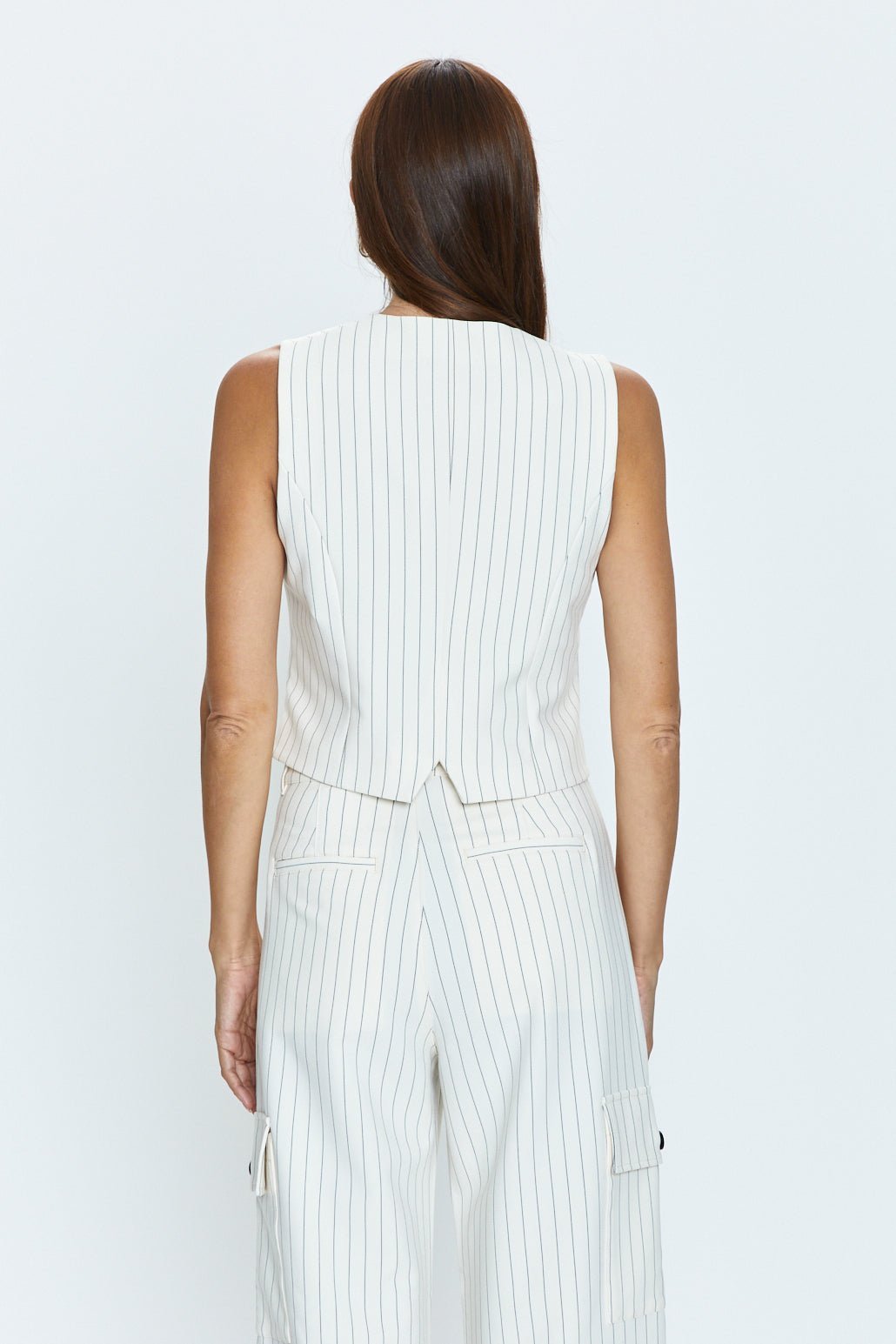 Vero Fitted Pinstripe Vest - Pistola - Color Game