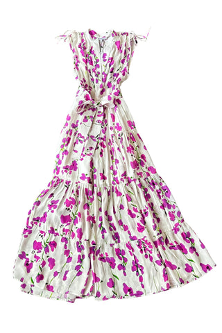 Virgina Print Midi Dress Purple Lavender - Karina Grimaldi - Color Game