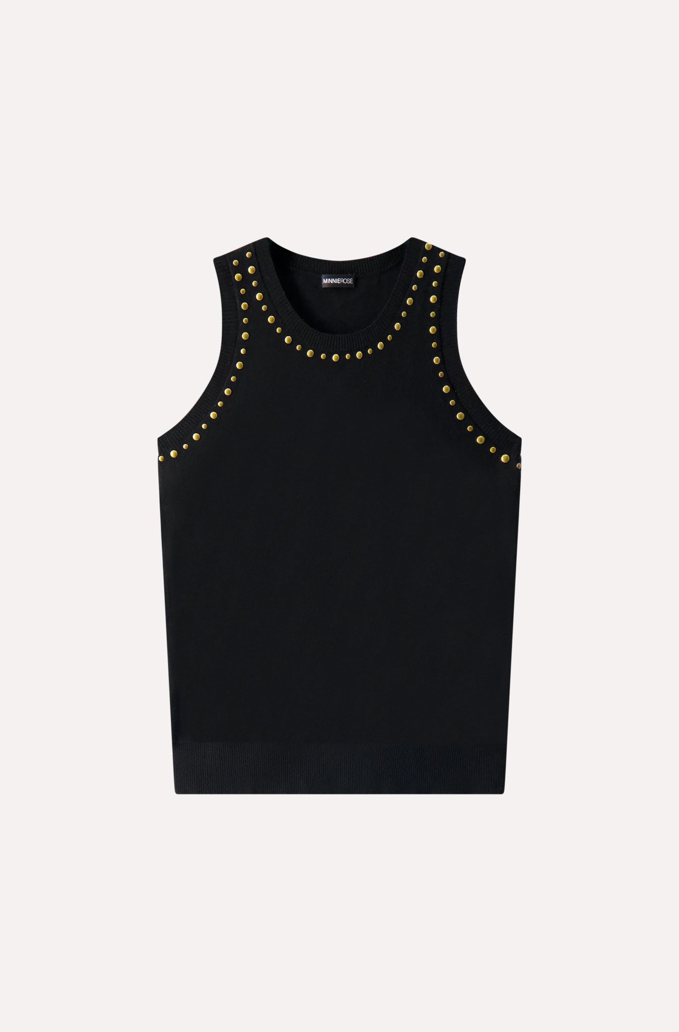 Viscose Western Embellished Tank Black - Minnie Rose - COLOR GAME
