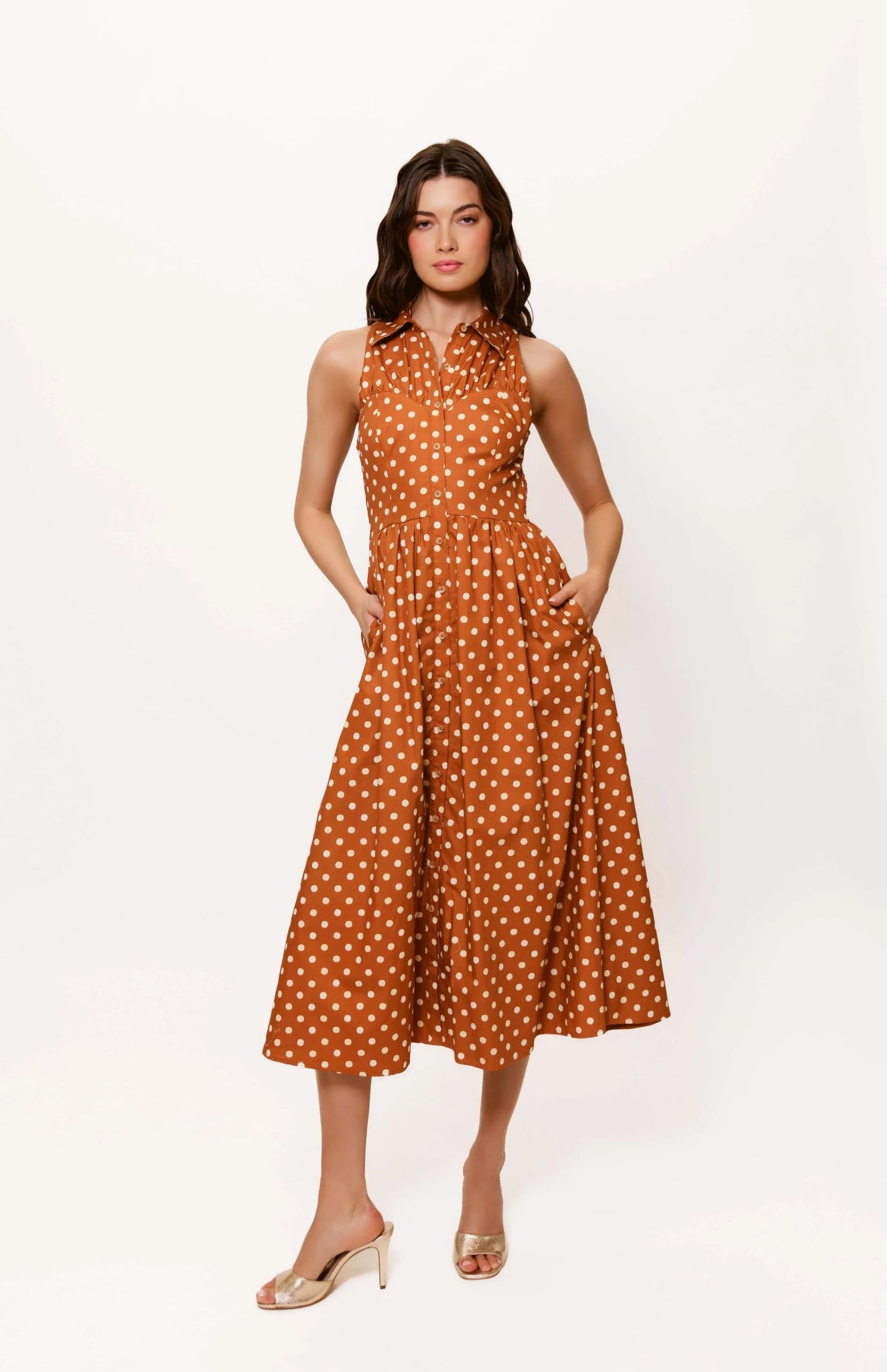 Vivian Polka Dot Midi Dress - Hutch - COLOR GAME