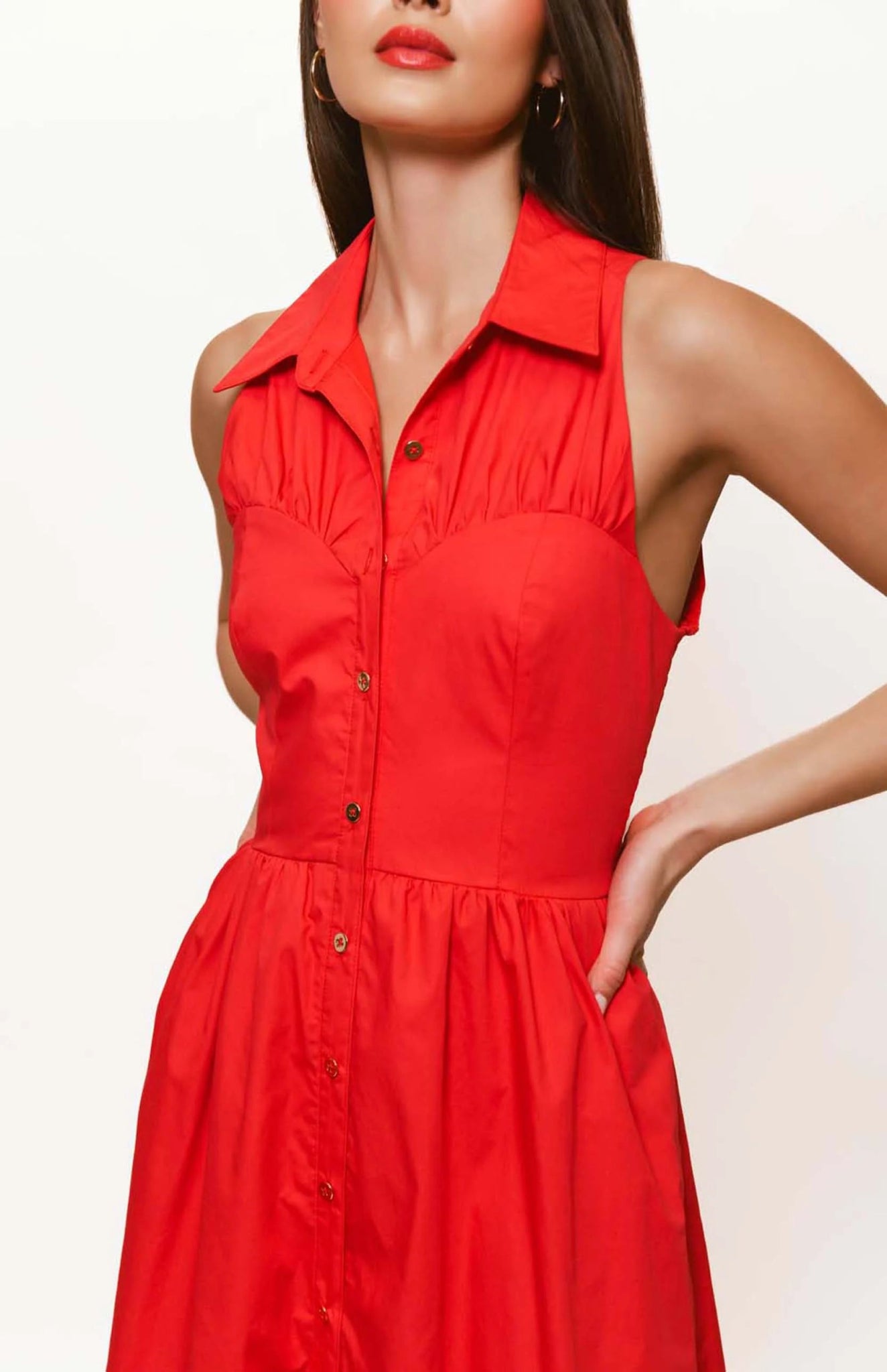 Vivian Red Midi Dress - Hutch - COLOR GAME