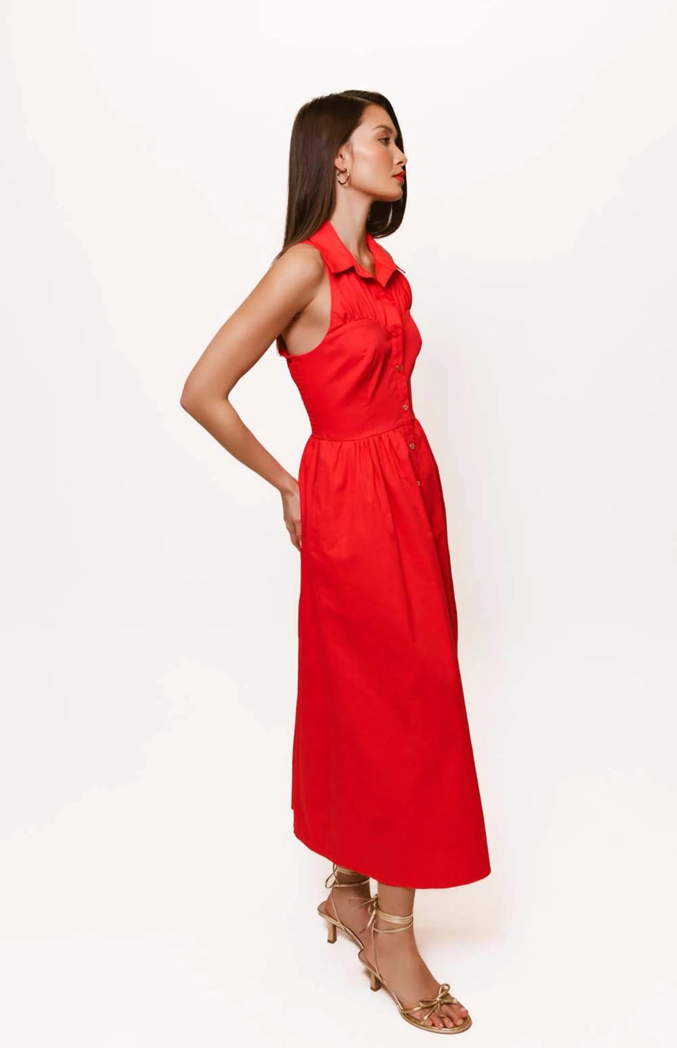 Vivian Red Midi Dress - Hutch - COLOR GAME