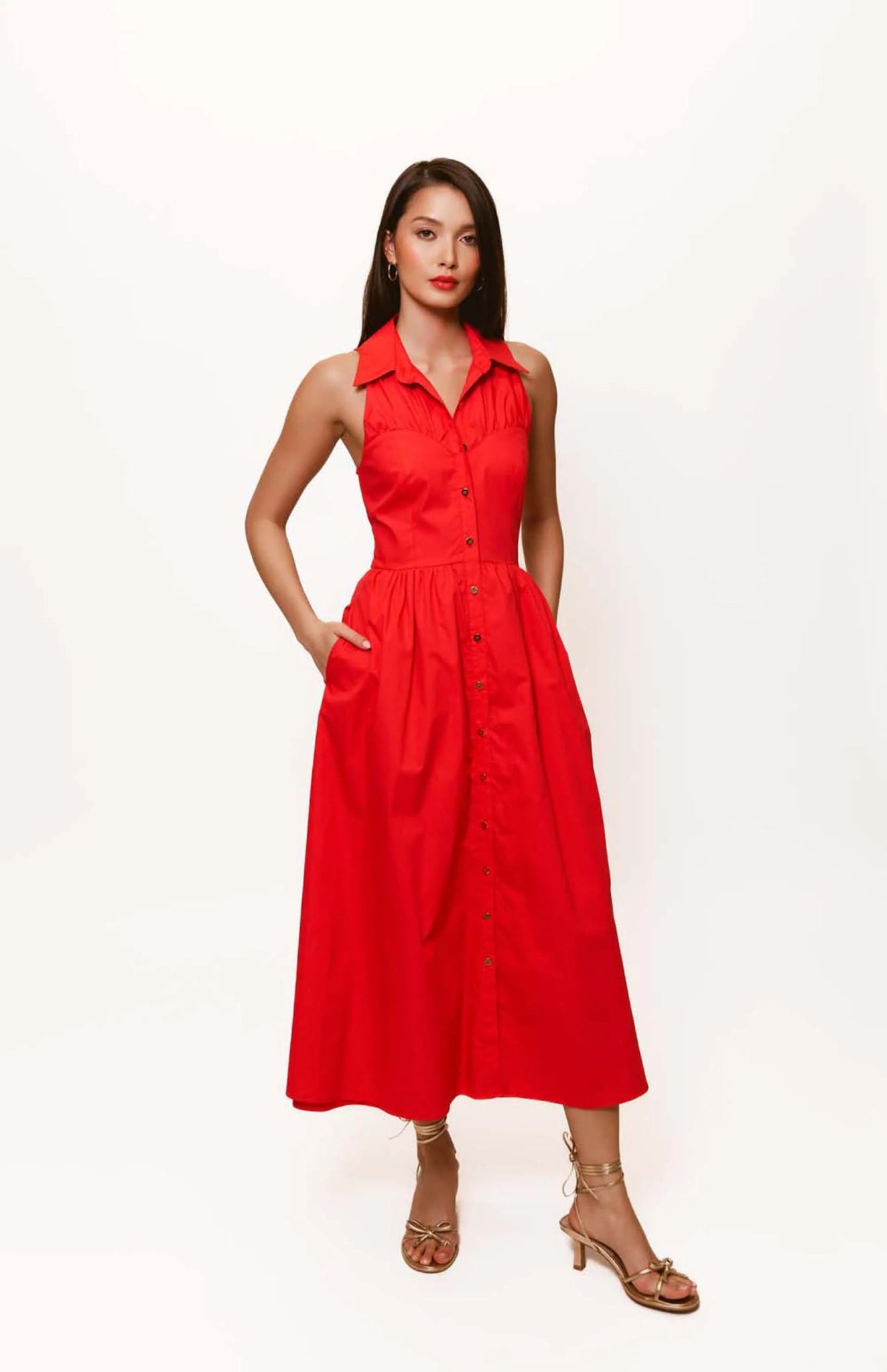 Vivian Red Midi Dress - Hutch - COLOR GAME