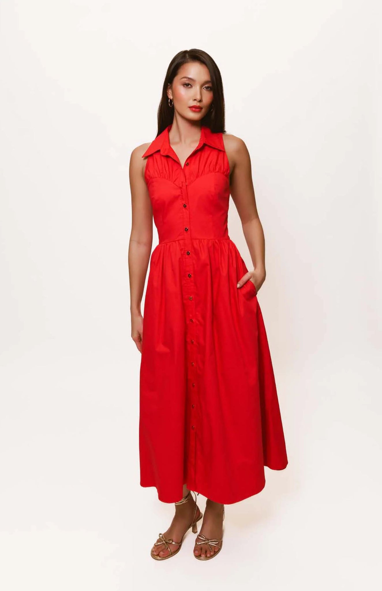Vivian Red Midi Dress - Hutch - COLOR GAME