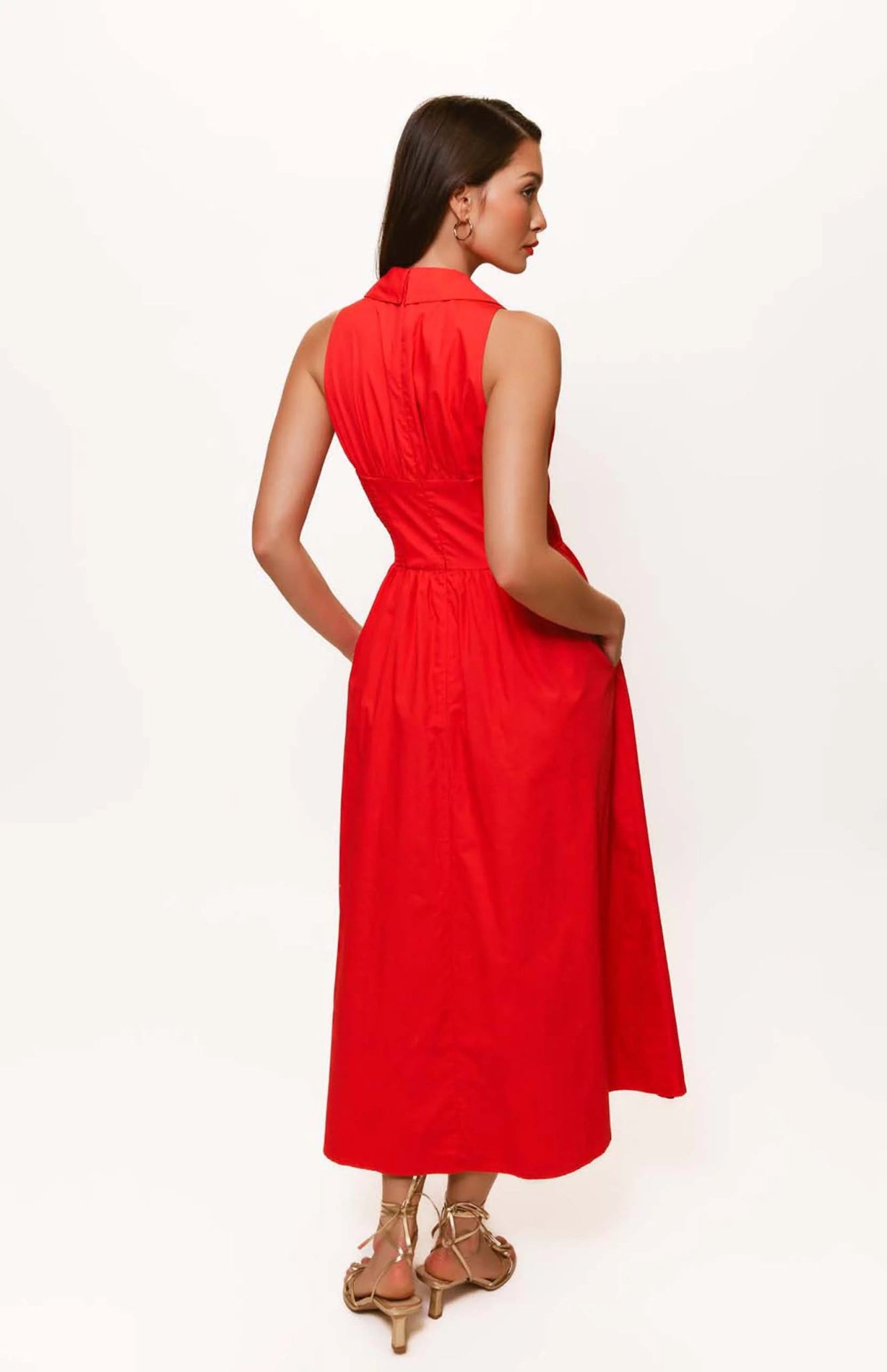 Vivian Red Midi Dress - Hutch - COLOR GAME