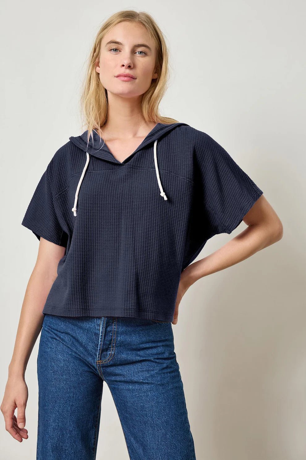 Waffle Hoodie Top Navy - Lilla P - COLOR GAME