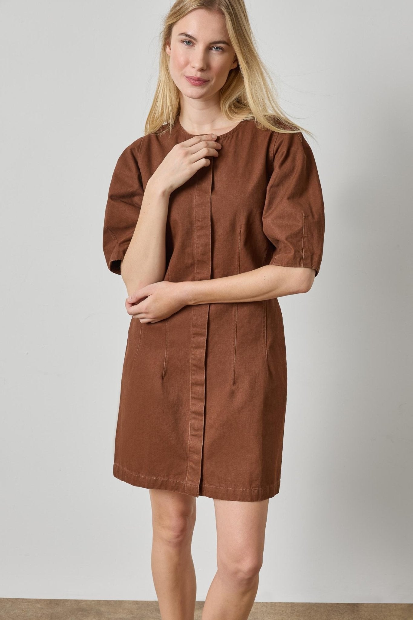 Washed Twill Full Sleeve Shirt Dress - Lilla P - COLOR GAME