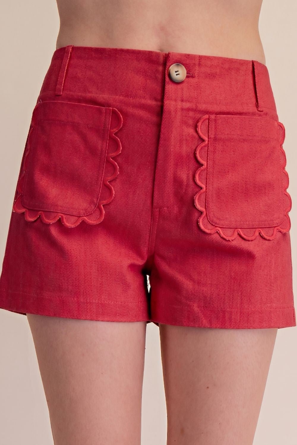 Whitney Scallop Pocket Stretch Denim Shorts - Color Game - COLOR GAME