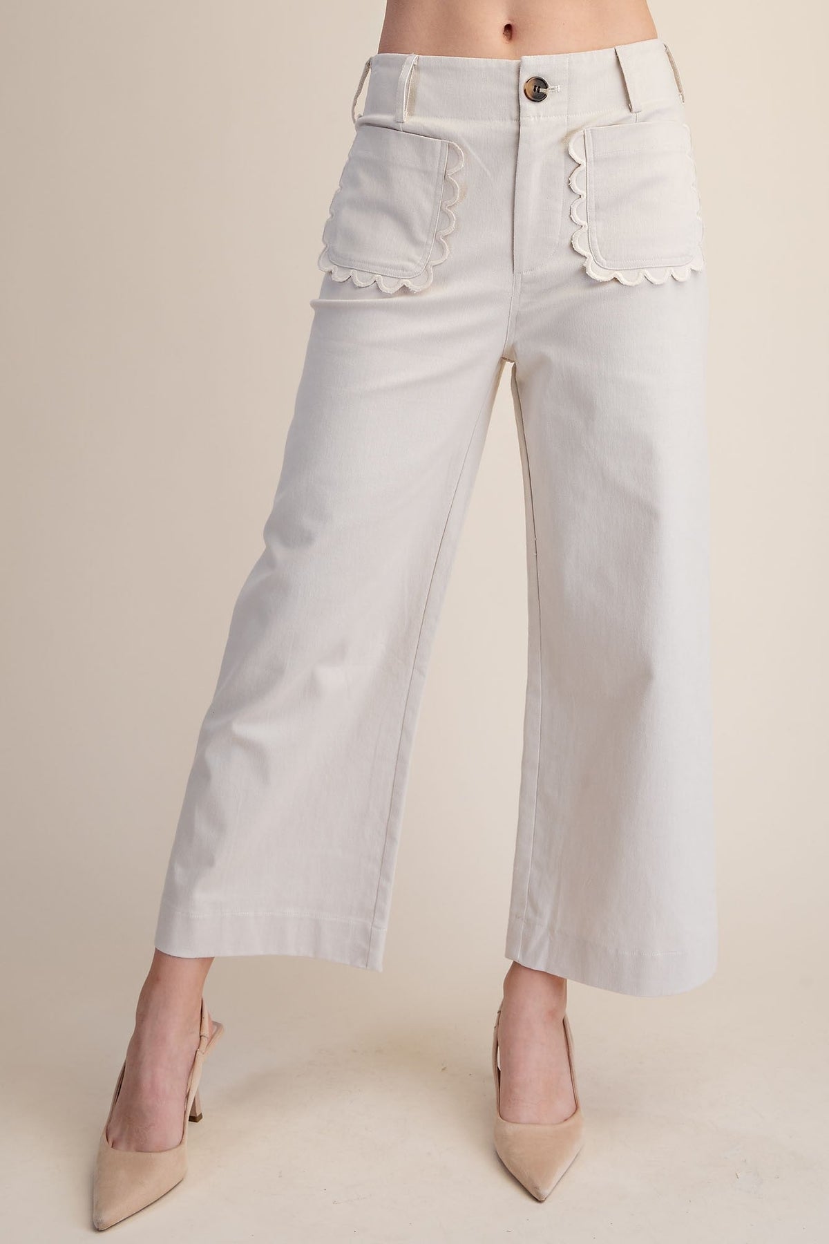Whitney Scallop Pocket Wide Leg Pants - Color Game - COLOR GAME
