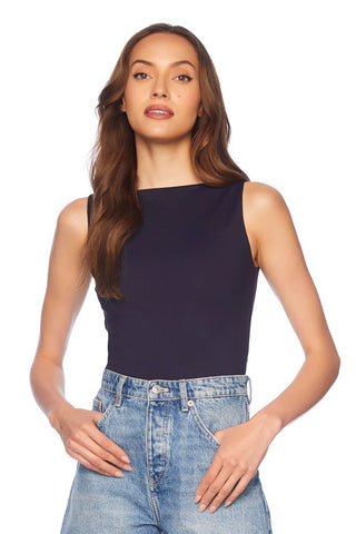 Wide Neck Sleeveless Top Navy - Susana Monaco - Color Game