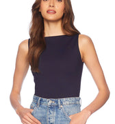 Wide Neck Sleeveless Top Navy - Susana Monaco - Color Game