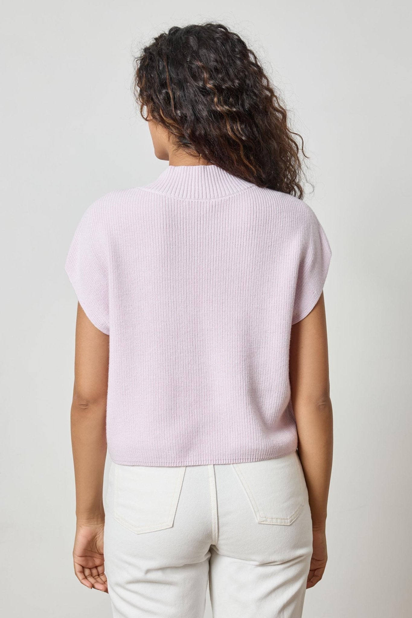 Wide Trim V - Neck Sweater Freesia - Lilla P - COLOR GAME