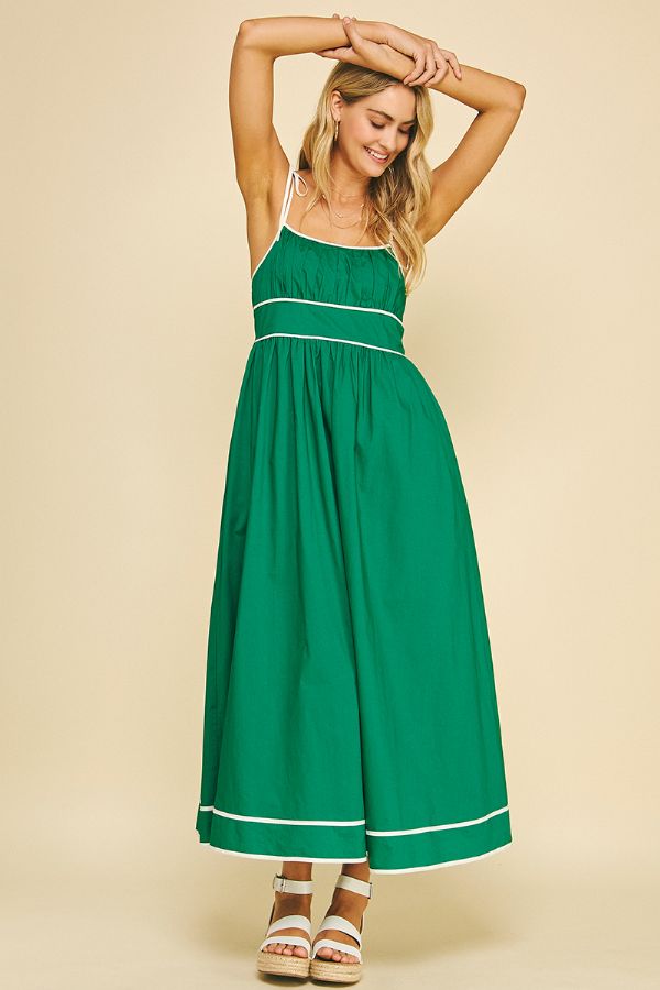 Willa Green Tie Strap Maxi Dress