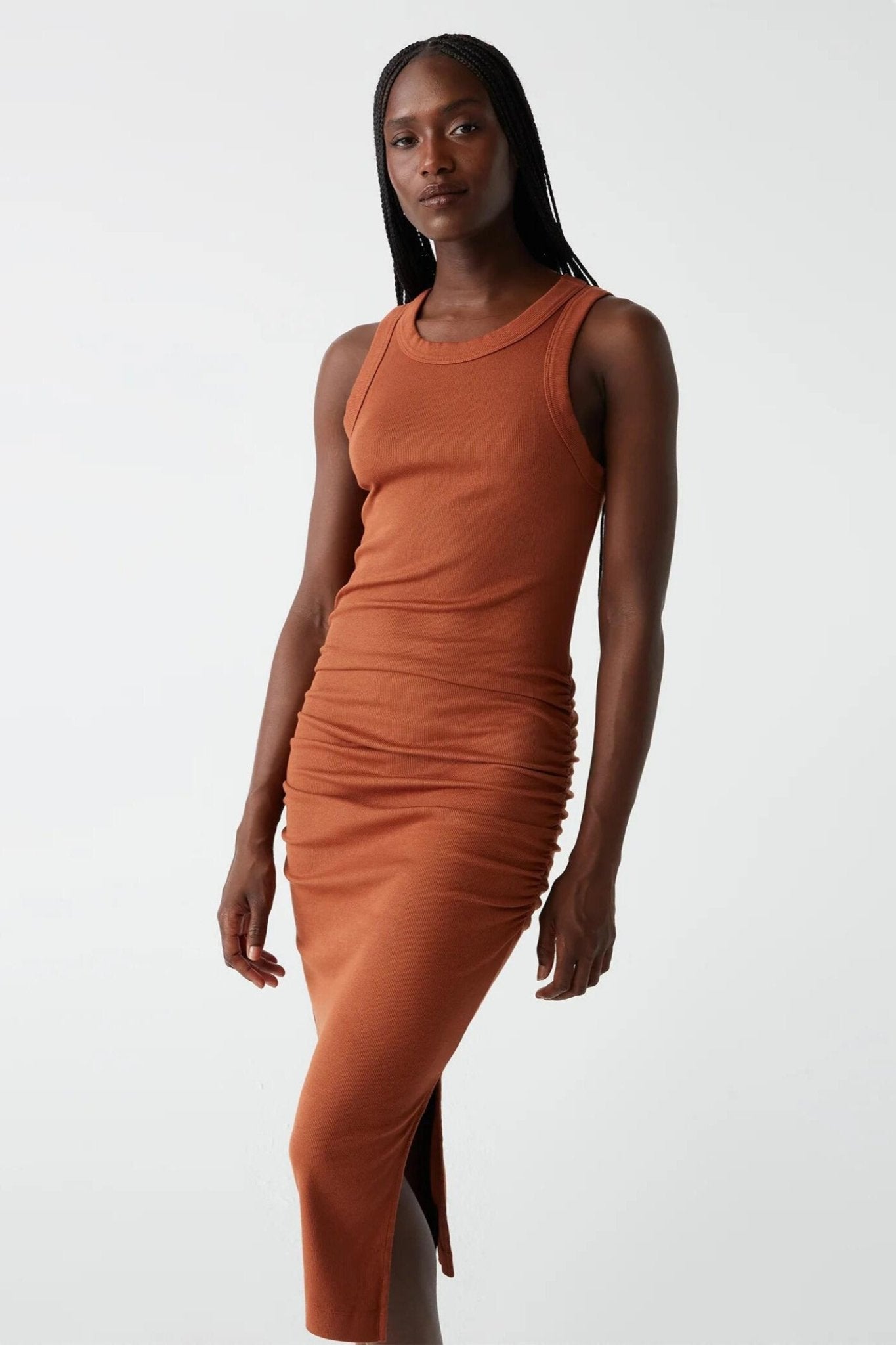 Wren Ribbed Midi Dress Toffee - Michael Stars - Color Game
