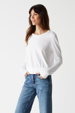 Yuri Crop Long Sleeve Tee White - Michael Stars - COLOR GAME