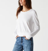 Yuri Crop Long Sleeve Tee White - Michael Stars - COLOR GAME