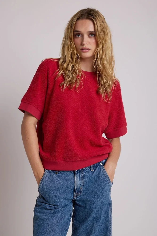 Ziggy Short Sleeve Sweatshirt Red - perfectwhitetee - COLOR GAME