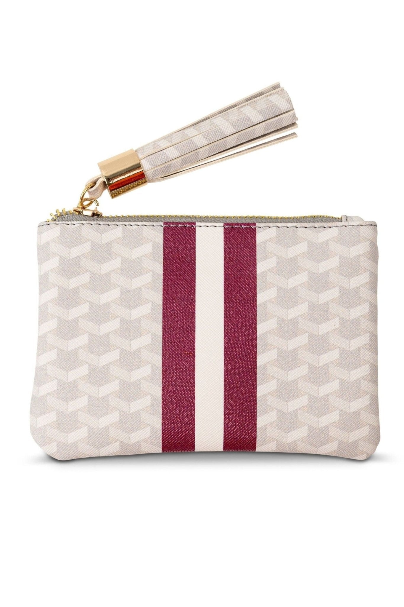 Zipper Pouch White + Maroon - Main and Exchange - COLOR GAME