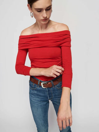 Abana Draped Off-The-Shoulder Top - Nation LTD - Color Game