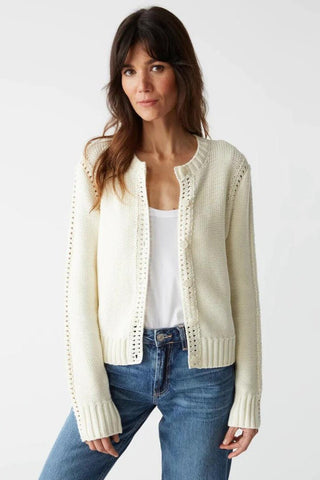 Adaline Crochet Cardigan Sweater Chalk - Michael Stars - Color Game