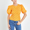 Asymmetrical Smocked Top Orange - English Factory - Color Game