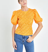 Asymmetrical Smocked Top Orange - English Factory - Color Game