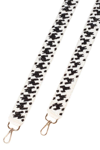 Black + White Houndstooth Beaded Crossbody Bag Strap - Caroline Hill - Color Game