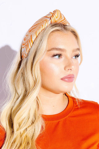 Burnt Orange Agate Jacquard Knot Headband - Hello Edie - Color Game