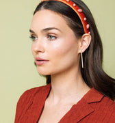 Burnt Orange Velvet Ultra Slim Embellished Headband - Hello Edie - Color Game