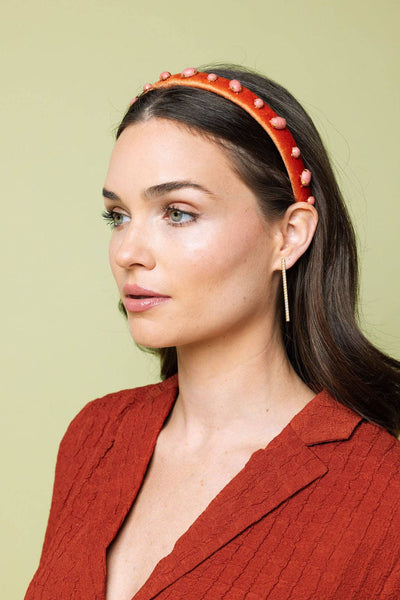 Etro Brown and Red Textured Headband Etro | Accessories | Etro Milano Made In Italy Silk Elastic  main image 3