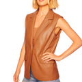 Caramel Faux Leather Collar Vest - Susana Monaco - Color Game