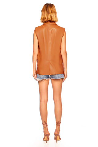 Caramel Faux Leather Collar Vest - Susana Monaco - Color Game