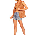 Caramel Faux Leather Collar Vest - Susana Monaco - Color Game