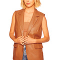 Caramel Faux Leather Collar Vest - Susana Monaco - Color Game