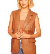 Caramel Faux Leather Collar Vest - Susana Monaco - Color Game