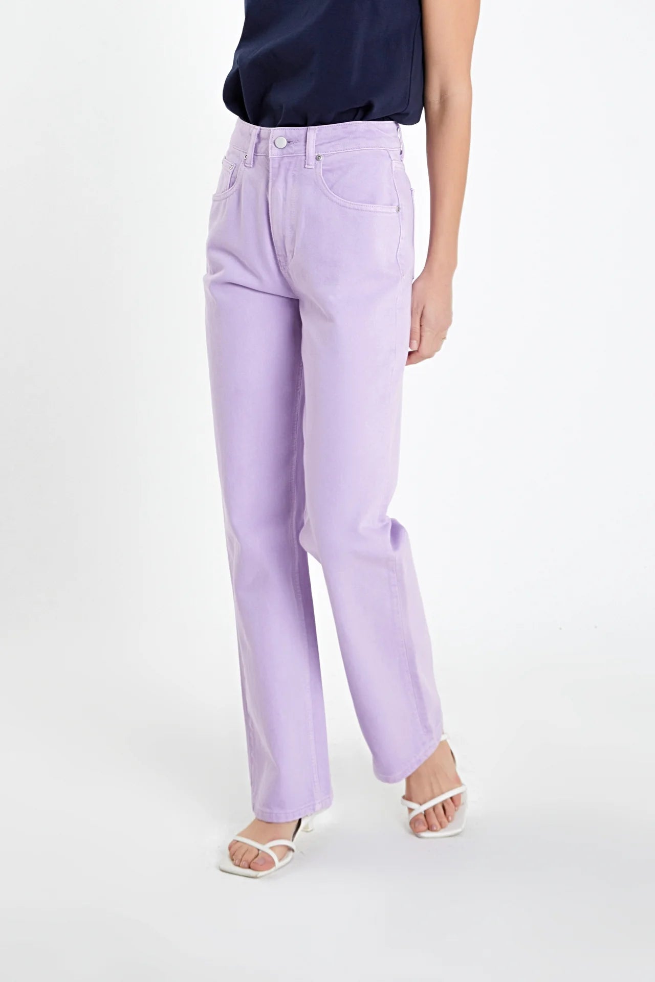 Color Full Length Wide Leg Jean Lilac - English Factory - Color Game