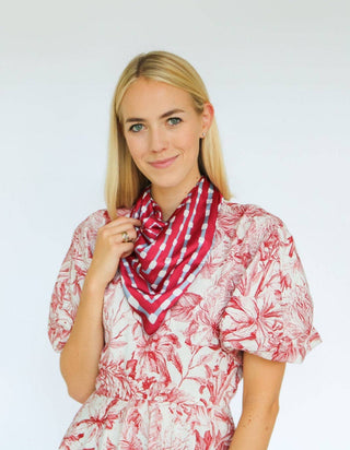 Crimson Red + Grey Print Gameday Scarf - Swells - Color Game