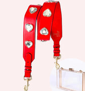 Crystal Heart Bag Strap Red + Clear Bag - By Jenna Lee - Color Game