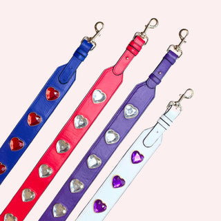 Crystal Heart Bag Strap White With Purple + Clear Bag - By Jenna Lee - Color Game