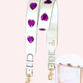 Crystal Heart Bag Strap White With Purple + Clear Bag - By Jenna Lee - Color Game