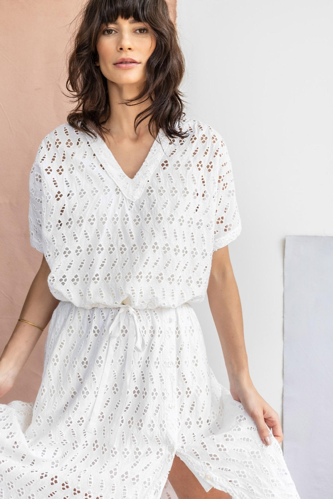 Eyelet Side-Button Maxi Skirt - Lilla P - Color Game