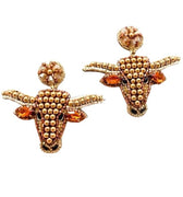 Gold Hand-Beaded Steer Earrings - Allie Beads - Color Game