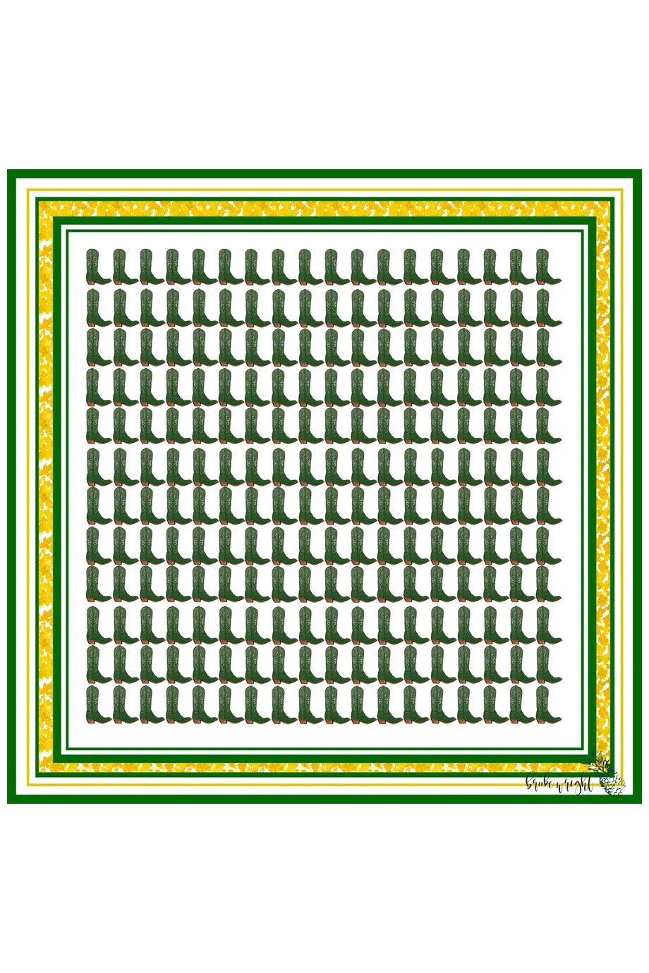 Green + Gold Silk Print Boots Scarf - Brooke Wright - Color Game