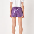 High-Waisted Faux Leather Shorts Purple - Grey Lab - Color Game