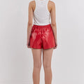 High-Waisted Faux Leather Shorts Red - Grey Lab - Color Game