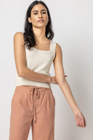 Ivory Rib-Knit Trim Sweater Tank - Lilla P - Color Game