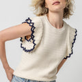Ivory Tipped Sleeve Crewneck Sweater - Lilla P - Color Game